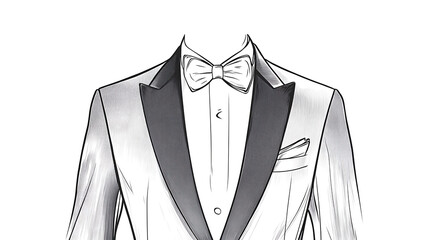 A sketch of a man wearing a tuxedo.