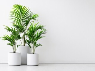 An arrangement of potted palms of various sizes, bringing a touch of the tropics indoors