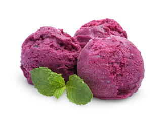 Delicious sorbet and mint isolated on white