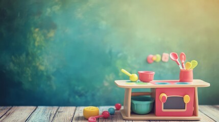 Naklejka premium This playful kitchen set inspires kids to engage in creative cooking adventures