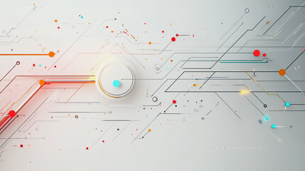 Fototapeta premium Abstract white background with Colorful circle lines. Digital future technology . Abstract business connection of lines from nodes innovation of communication in the network.