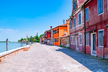 June 25, 2019. Italy. Burano. Famous for its colorful canal with charming houses and vibrant boats