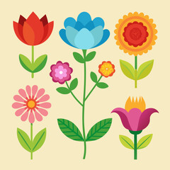 Flowers icon set. Flowers isolated on transparent background. Flowers in modern simple. Cute round flower plant nature collection. Vector illustrator.