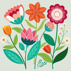 Flowers icon set. Flowers isolated on transparent background. Flowers in modern simple. Cute round flower plant nature collection. Vector illustrator.