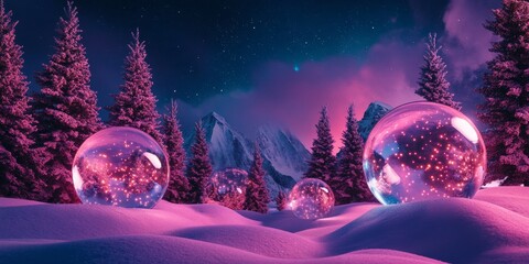 Fototapeta premium Christmas and new year clear glass winter snow globe