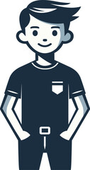 a cartoon man with a pocket on his shirt