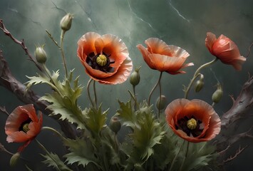 Obraz premium bright red poppies - a symbol of memory and sorrow