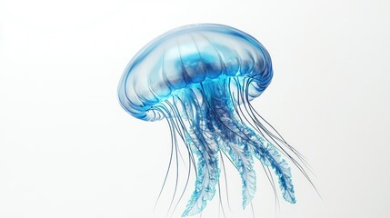 A Blue and White Jellyfish with Long Tentacles