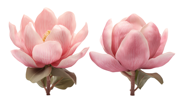 A beautiful pink water lily and lotus flower isolated on a white background, showcasing the delicate petals and natural beauty of spring blossoms with clipping path, PNG collection, PNG image, PNG