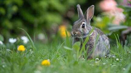Fototapeta premium Spring bunny in the lawn