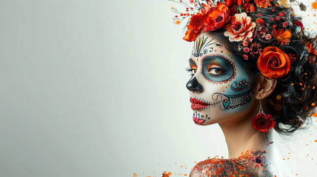 Festive Dia De Muertos background banner, celebration day of the dead