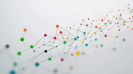 Abstract white background with Colorful circle lines. Digital future technology . Abstract business connection of lines from nodes innovation of communication in the network.