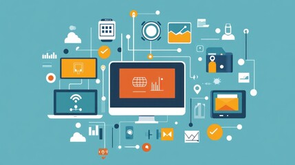 Connected Devices and Data Flow with Digital Icons