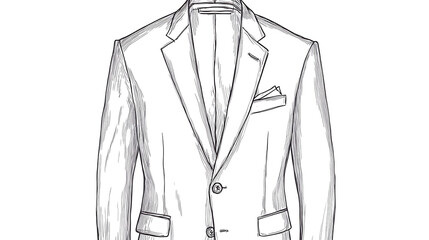 A hand-drawn sketch of a men's suit jacket.