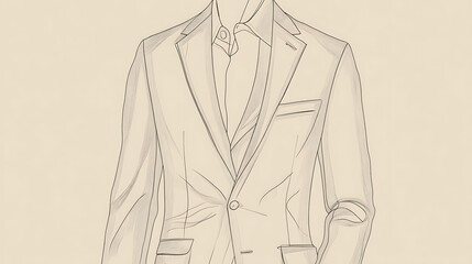 Hand drawn illustration of a classic men's suit jacket.