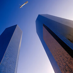 Iconic high-rises like the Wilshire Grand and US Bank Tower dominate the downtown skyline, featuring sleek, modern glass facades and impressive heights