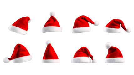 Santa hats for the whole family with clipping path, PNG collection, PNG image, PNG files, Generative art.