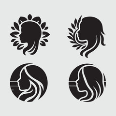 Obraz premium Child or kid face logo design, vector, silhouette.