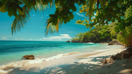 a beach with a rock and a body of water