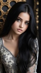 Woman with Beautiful Dark Hair