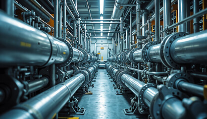 data center or server room. A connected system of IT infrastructure, engineering infrastructure and equipment. Digital art illustration. Can be used for advertising, marketing or presentation