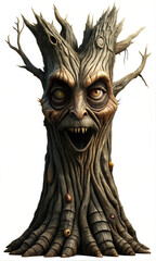 Obraz premium Chilling Halloween Ancient Forest Tree With a Expressive Face Graphic Resource for Spooky halloween background posters and halloween parties