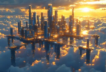 Fototapeta premium floating city