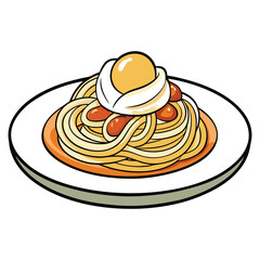 Delicious Pasta with Egg Vector Illustration