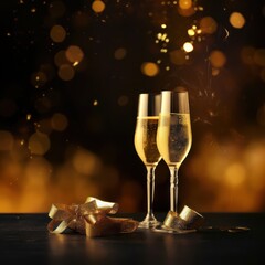 Champagne Celebration with Golden Sparkle