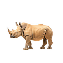 Fototapeta premium Rhino, majestic creature standing with pride, white isolate background. transparent background