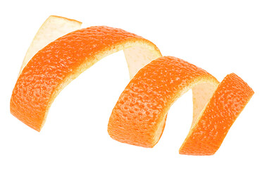 Fresh orange fruit peel isolated on a white background. Orange zest or orange skin.