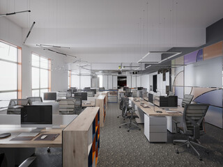 3d render modern office interior