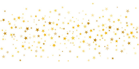 Gold stars vector background, sparkling Christmas confetti falling isolated. Shining flying golden stars glitter backdrop, sparkle border