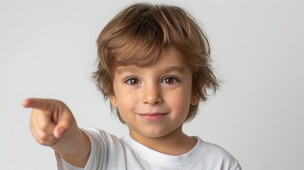 Curious Child Pointing at Camera