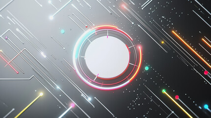 Obraz premium Abstract black background with Colorful circle lines. Digital future technology . Abstract business connection of lines from nodes innovation of communication in the network.