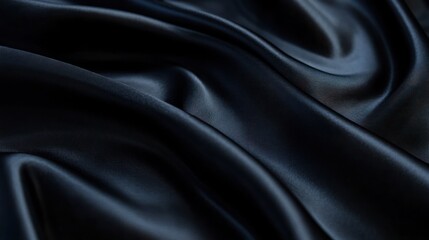 Obraz premium A close-up of smooth, dark fabric showcasing elegant folds and texture.