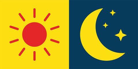 Obraz premium Day and night toggle switch icons set. Collection of on off. Sun and Moon icons for dark light mood. Dark mode and light mode switch button for website and mobile app. day night modes switch isolated.