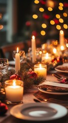 Seasonal Decorations and Candlelight: Christmas Dinner Delight
