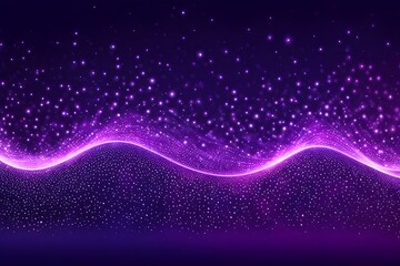 Fototapeta premium The background is light with bright dots and stars, on it are waves of digital purple particles. Creating abstract designs on wallpaper.