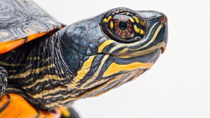 Obraz premium Close-up of a turtle showcasing its intricate shell and vibrant colors.
