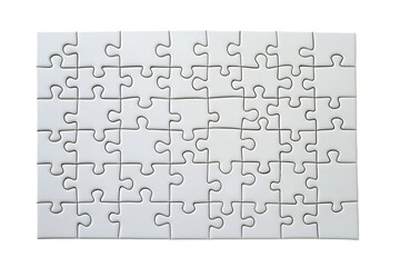 Blank White Puzzle Mockup Complete Isolated on Transparent & White Background | PNG File with Transparency