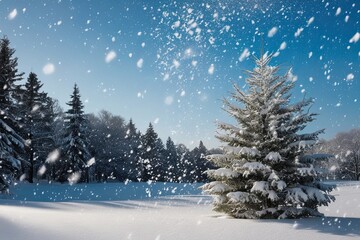 Winter Wonderland with Sparkling Festive Lights and Joyful Dancing Snow