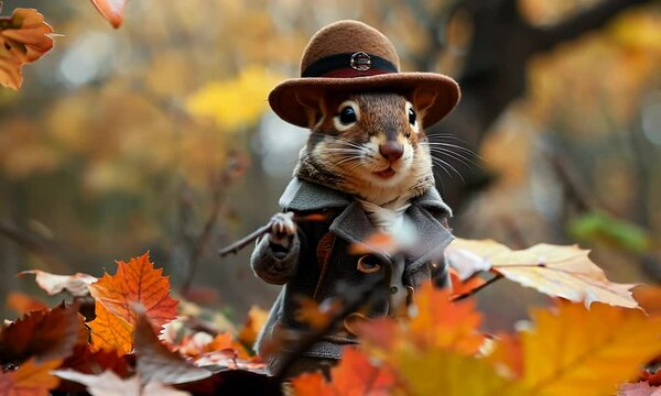A clever squirrel detective uncovers secrets in a vibrant autumn forest