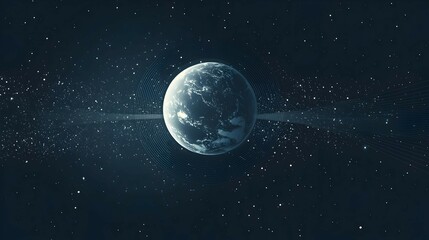 Obraz premium Blue Planet Earth In Space With Stars And Lines