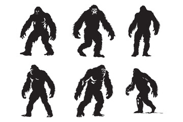 Bigfoot Silhouette Vector Mysterious Bigfoot Silhouette Vector