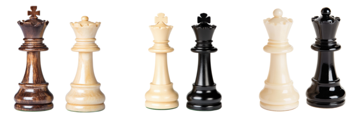 Chess pieces: king and queen on a transparent background