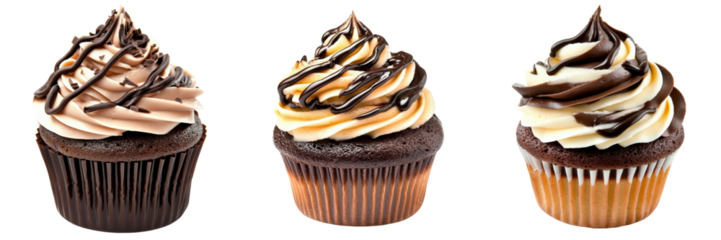 Chocolate swirl cupcakes , isolated on a transparent background