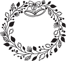 Christmas Wreath With Bells Vector
