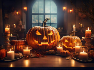 Fototapeta premium Halloween decoration in the night