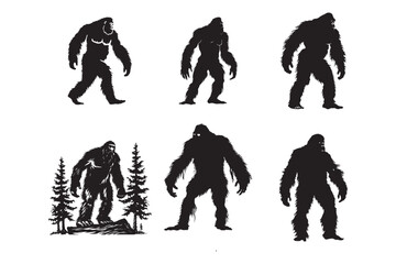 Bigfoot Silhouette Vector Mysterious Bigfoot Silhouette Vector